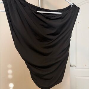 SHEIN Black One Shoulder Ruched Top Small